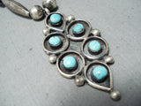 Dazzling Vintage Native American Zuni Blue Gem Turquoise Sterling Silver Necklace-Nativo Arts