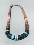 Native American Traditional Vintage Santo Domingo Turquoise Pipestone Sterling Silver Necklace-Nativo Arts