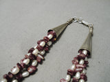 Native American Fabulous Vintage Santo Domingo Purple Shell Sterling Silver Necklace-Nativo Arts