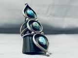 Fabulous Vintage Native American Navajo Kingman Turquoise Sterling Silver Ring-Nativo Arts