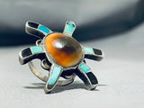 Rare Authentic Vintage Native American Navajo Turtle Turquoise Sterling Silver Ring-Nativo Arts