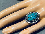 Impressive Vintage Native American Navajo Blue Gem Turquoise Sterling Silver Ring-Nativo Arts