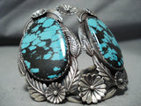 Monstrous Vintage Native American Navajo Spiderweb Turquoise Sterling Silver Bracelet-Nativo Arts