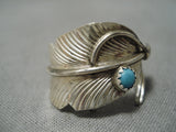 Important Vintage Native American Navajo Ben Begaye Turquoise Sterling Silver Feather Earrings-Nativo Arts