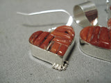 Striking Native American Navajo Heart Earrings Coral Sterling Silver Pendant Set-Nativo Arts