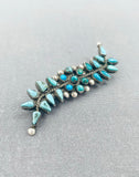 Exquisite Vintage Native American Zuni Blue Gem Old Kingman Turquoise Sterling Silver Pin-Nativo Arts