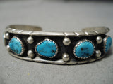 Vintage Navajo Blue Turquoise Sterling Silver Bracelet Native American Old-Nativo Arts