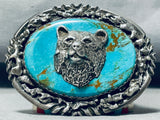 Best Bear Vintage Native American Navajo Turquoise Sterling Silver Buckle-Nativo Arts