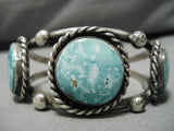 Rare Early Deposit Vintage Native American Navajo Carico Lake Turquoise Sterling Silver Bracelet-Nativo Arts