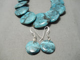 Native American Very Rare Disced Turquoise Santo Domingo Sterling Silver Necklace-Nativo Arts