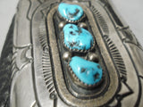 Huge Detailed Vintage Native American Navajo Turquoise Sterling Silver Mountain Ketoh Bracelet-Nativo Arts