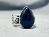 Stunning Native American Navajo Black Onyx Sterling Silver Ring Signed Ben Begaye (d)-Nativo Arts