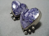 Best Vintage Navajo Charoite Sterling Silver Native American Earrings-Nativo Arts