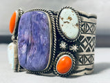 One Of The Best Ever Vintage Native American Navajo Charoite Sterling Silver Turquoise Bracelet-Nativo Arts