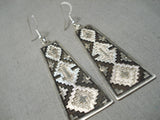 Important Vintage Native American Navajo Dan Jackson Sterling Silver Geometric Earrings-Nativo Arts