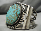 Huge And Heavy Vintage Native American Navajo Royston Turquoise Sterling Silver Bracelet Old-Nativo Arts