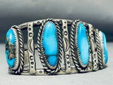 One Of The Best Vintage Native American Navajo Bisbee Turquoise Sterling Silver Bracelet-Nativo Arts