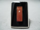 Fascinating Zuni Coral Sterling Silver Ring Native American-Nativo Arts