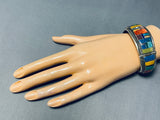 Extremely Intricate Vintage Native American Navajo Turquoise Clasp Sterling Silver Bracelet-Nativo Arts