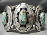 Museum Vintage Native American Navajo Green Turquoise Sterling Silver Bracelet Old-Nativo Arts