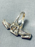 Dazzling Native American Navajo Coral Sterling Silver Ring-Nativo Arts