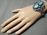 Tremendous Vintage Native American Navajo Old Kingman Turquoise Sterling Silver Bracelet-Nativo Arts