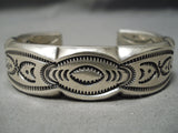 Heavy Advanced Silver Work Vintage Native American Navajo Detailed Sterling Bracelet-Nativo Arts