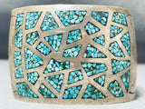 Native American Huge Vintage Navajo Turquoise Sterling Silver Inlay Mosaic Bracelet-Nativo Arts