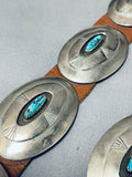 Authentic Hand Tooled Vintage Native American Navajo Turquoise Sterling Silver Concho Belt-Nativo Arts