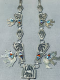 One Of The Best Inlay Vintage Native American Navajo Turquoise Sterling Silver Necklace Set-Nativo Arts
