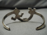 Symbolic Vintage Native American Navajo Turquoise Sterling Silver Kachina Bracelet Old-Nativo Arts