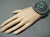 Phenomenal Vintage Native American Navajo Turquoise Cluster Sterling Silver Bracelet-Nativo Arts
