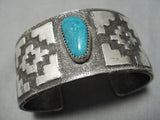 Super Heavy!! Native American Turquoise Sterling Silver Bracelet Cuff-Nativo Arts
