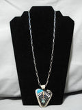 Important Intricate Native American Navajo Opal Sterling Silver Turquoise Inlay Necklace-Nativo Arts