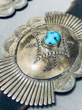 Hand Tooled Stunning Vintage Native American Navajo Turquoise Sterling Silver Concho Belt-Nativo Arts