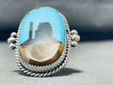 Noteworthy Native American Navajo Turquoise Sterling Silver Monument Valley Ring-Nativo Arts