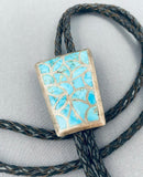 Breathtaking Vintage Native American Zuni Blue Gem Turquoise Sterling Silver Bolo Tie-Nativo Arts