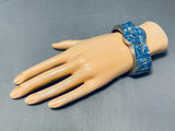 One Of The Most Unique Ever Native American Navajo Lapis Sterling Silver Bracelet-Nativo Arts