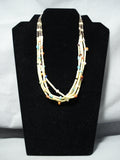 Native American Very Rare Vintage Santo Domingo Turquoise Serpentine Sterling Silver Necklace-Nativo Arts