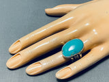 Incredible San Felipe Signed Kingman Turquoise Sterling Silver Ring-Nativo Arts