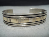 Bruce Morgan Vintage Native American Navajo Sterling Silver And 14k Gold Bracelet-Nativo Arts