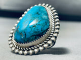 Breathtaking Signed Native American Navajo Pilot Mountain Turquoise Sterling Silver Ring-Nativo Arts