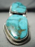 One Of The Biggest Heavu Native American Navajo Turquoise Sterling Silver Ring-Nativo Arts
