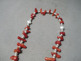 Extraordinary Navajo Coral Sterling Silver Rosary Necklace Native American-Nativo Arts