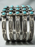 Native American Wide Vintage Zuni Turquoise Snake Eyes Sterling Silver Bracelet-Nativo Arts
