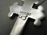 One Of The Most Detailed Native American Navajo Sterling Silver Cross Earrings!-Nativo Arts