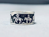Horse In The Desert Vintage Native American Navajo Sterling Silver Ring-Nativo Arts