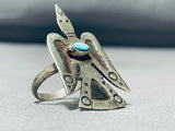 Towering Bird Native American Navajo Turquoise Sterling Silver Ring-Nativo Arts
