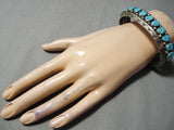 So Heavy Thick Vintage Native American Navajo Turquoise Sterling Silver Bracelet Old Cuff-Nativo Arts