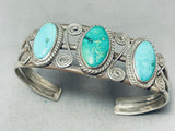 Wondrous Vintage Native American Navajo Blue-green Turquoise Sterling Silver Bracelet-Nativo Arts